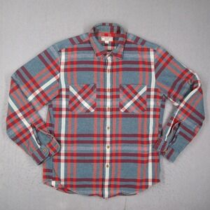 Wallace & Barnes Mens Blue Red Plaid Flannel Button Down Shirt 25367 Size M